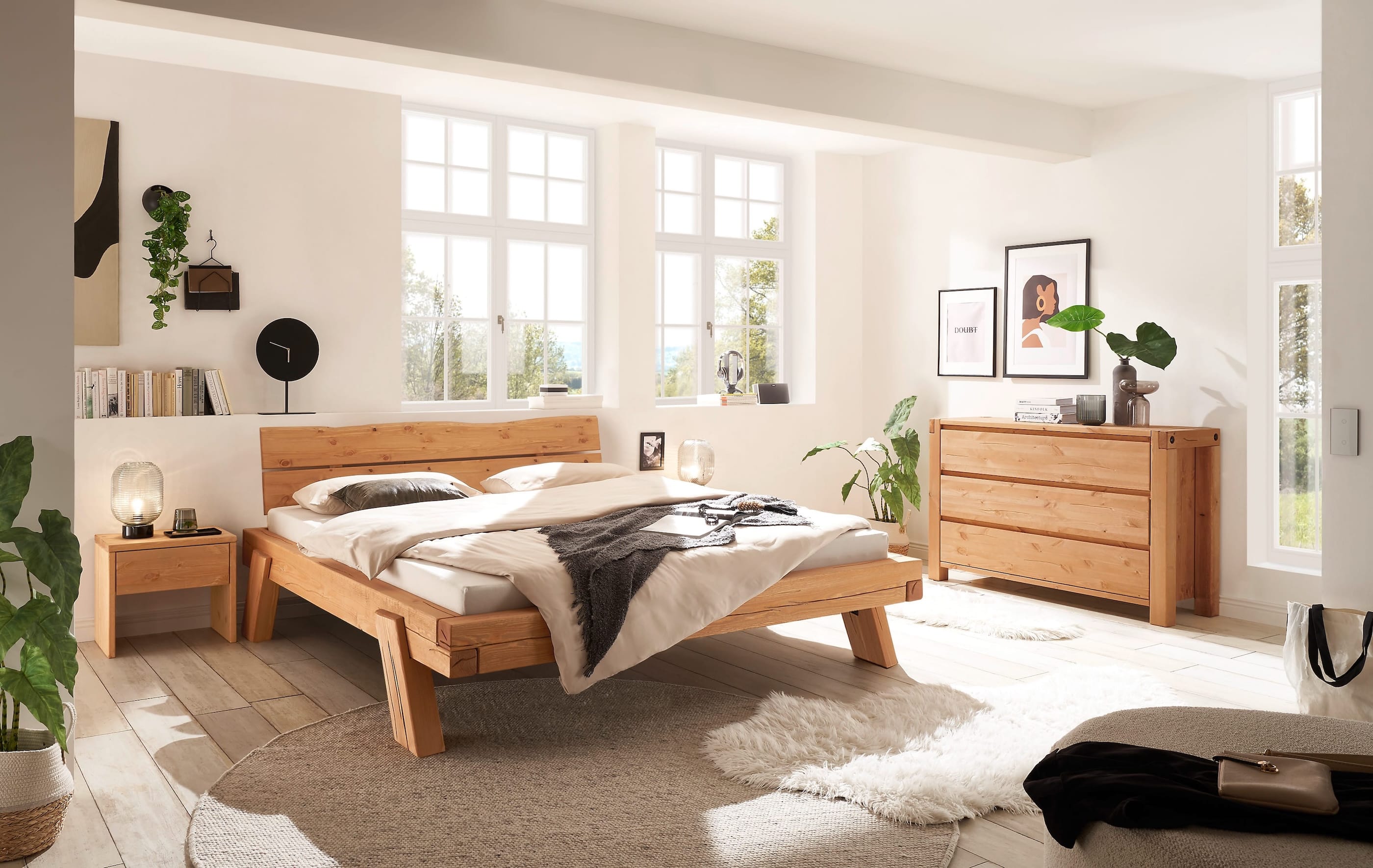 Massivholz Balkenbett Ribe von G&K