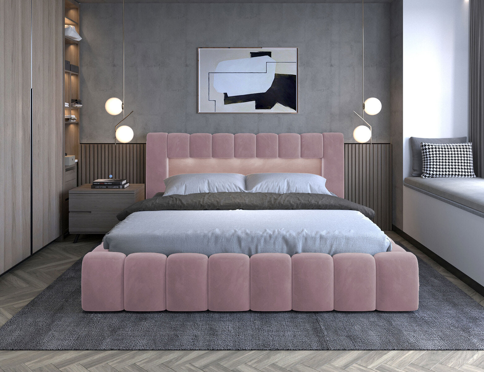 Polsterbett Lamica Pink mit Bettkasten | ELTAP | SKANMØBLER
