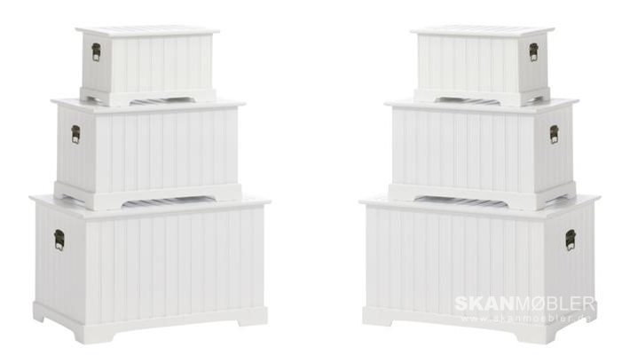 Massivholz Aufbewahrungskisten Bilbao weiß 3er Set von EJA günstig