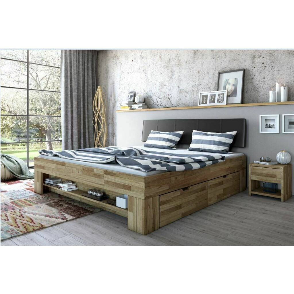 Futonbett Sabrina Bett Wildeiche Massiv inkl Bestkästen Preview Image