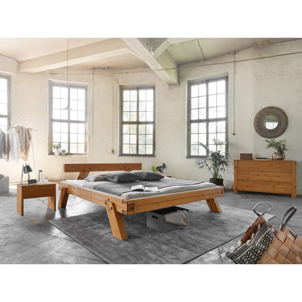 Balkenbett Apenrade Kiefer Massiv, eichefarbig Bild 3