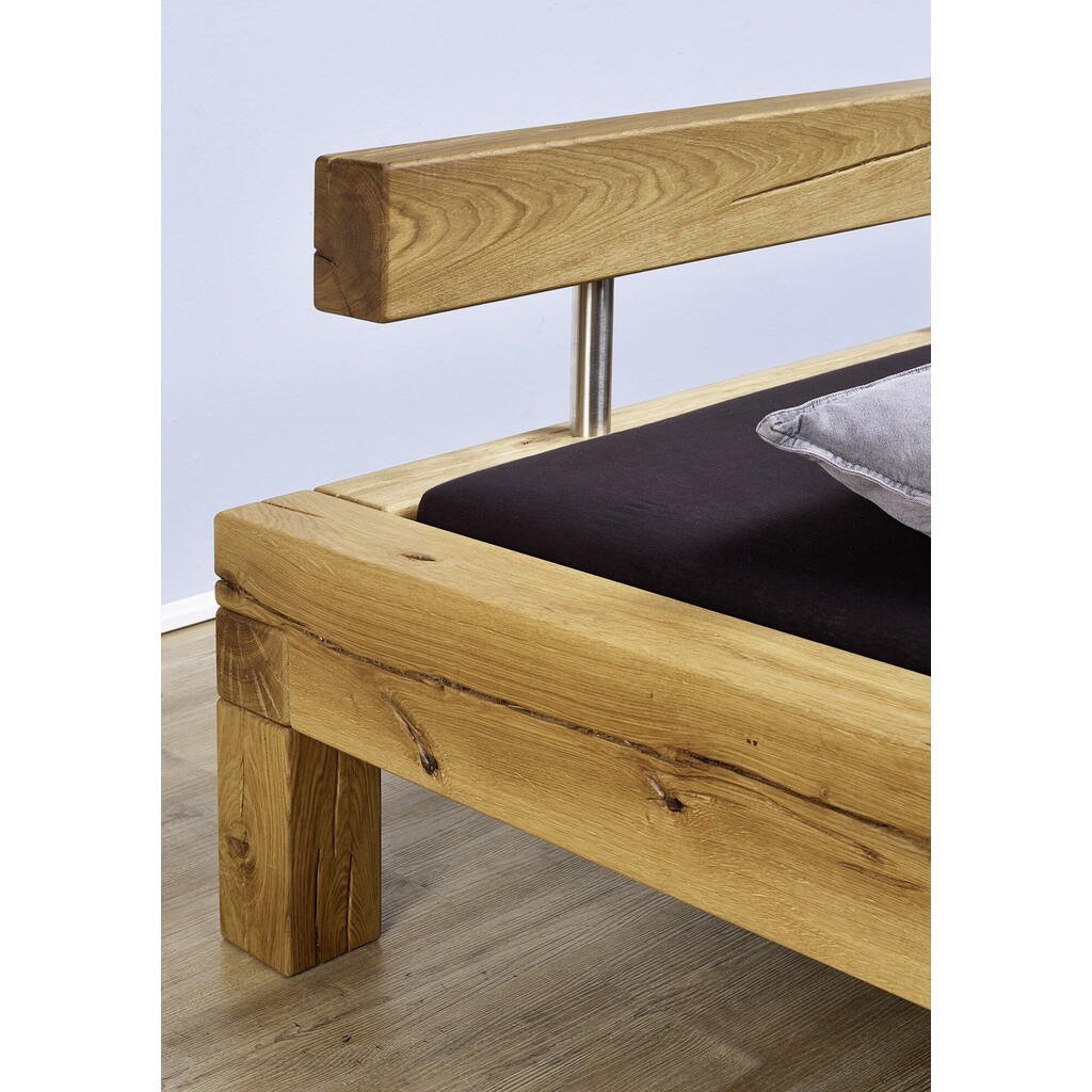 Balkenbett Erik III Wildeiche mit Kopfteil Balken Bild 3