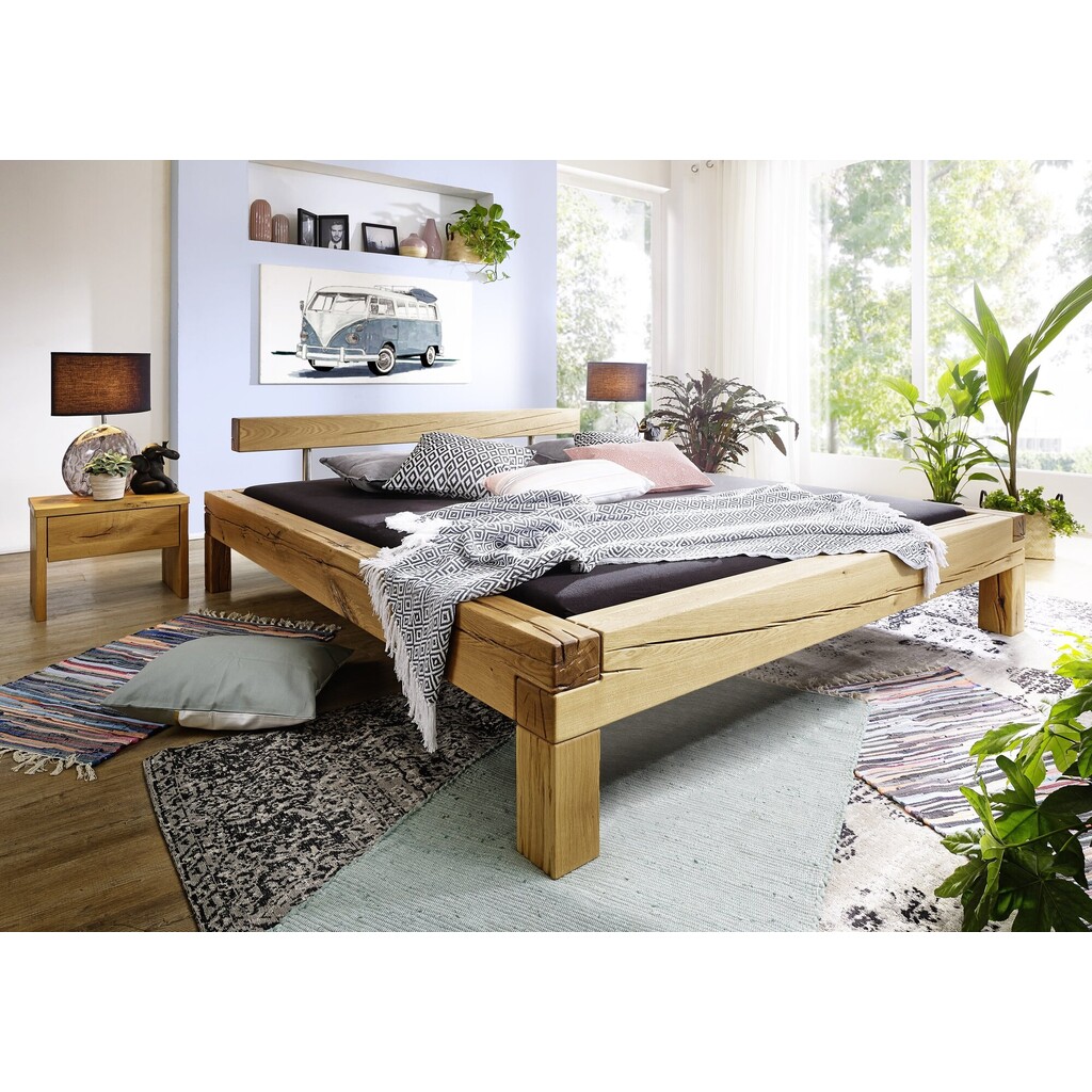 Balkenbett Erik III Wildeiche mit Kopfteil Balken Preview Image