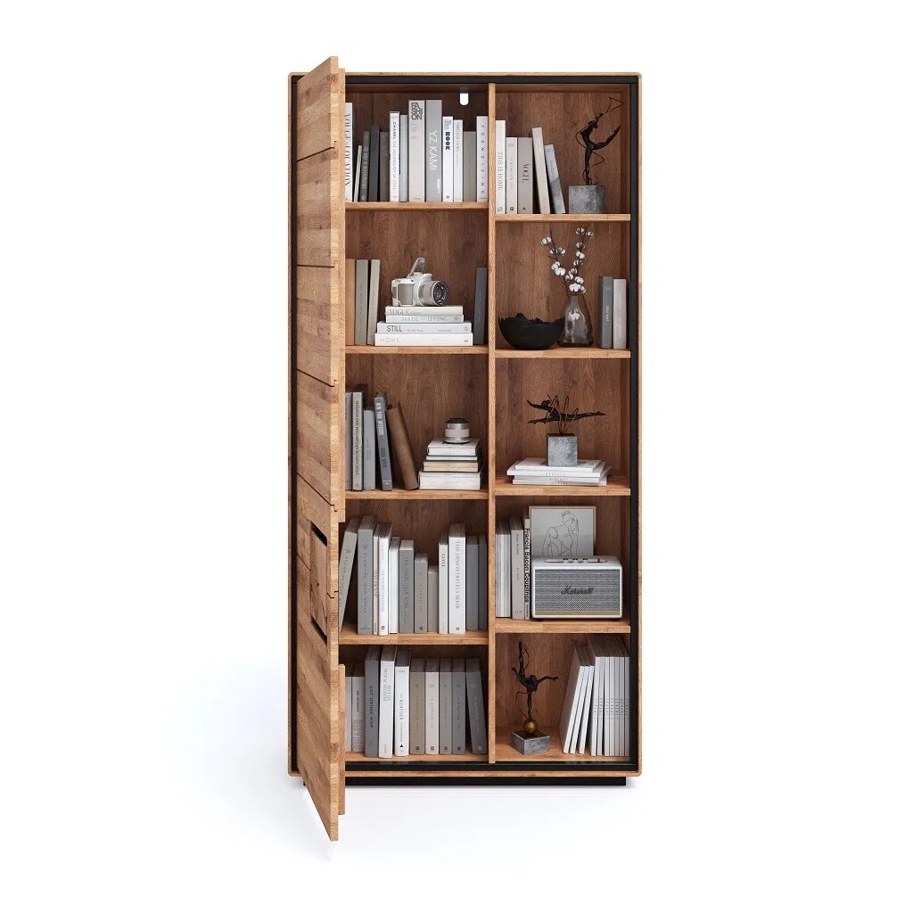 Bücherregal Vejers, Wildeiche Massiv, Hirnholz Bild 2