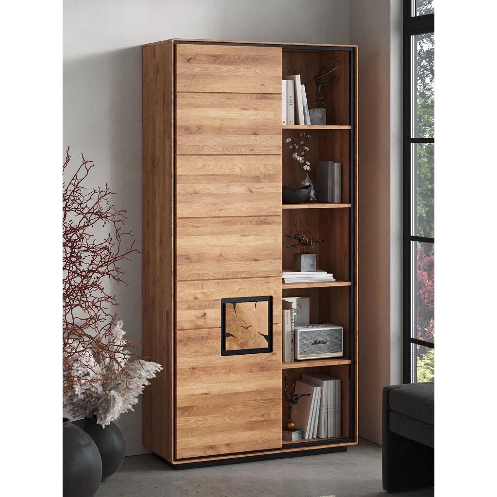 Bücherregal Vejers, Wildeiche Massiv, Hirnholz Bild 4