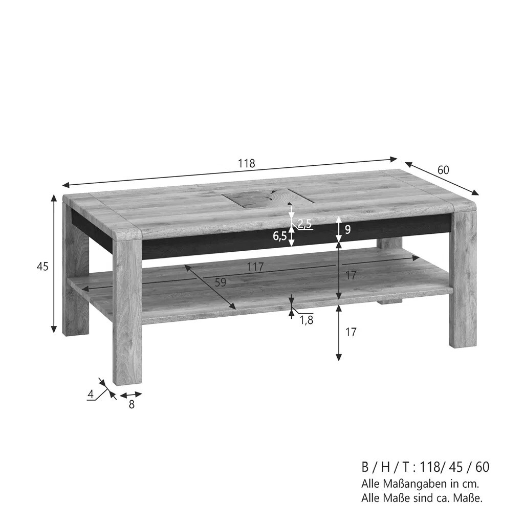 Couchtisch Vejers, Wildeiche Massiv, Hirnholz Bild 5