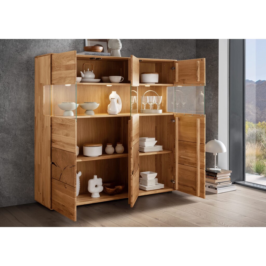 Highboard III Herning Wildeiche mit Hirnholz Maserung Bild 3