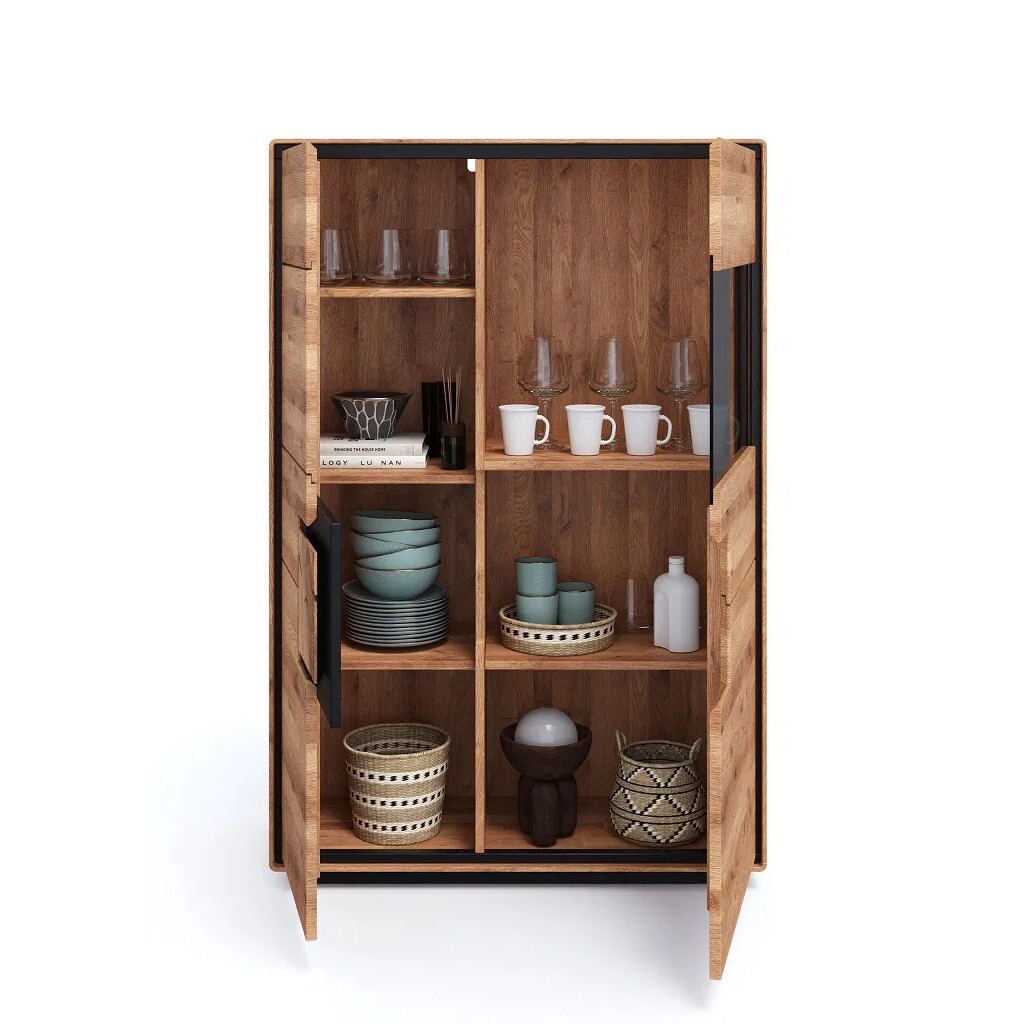 Highboard Vejers II, Wildeiche Massiv, Hirnholz Bild 8