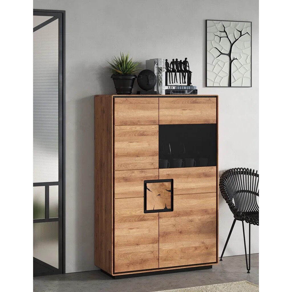 Highboard Vejers II, Wildeiche Massiv, Hirnholz Bild 3