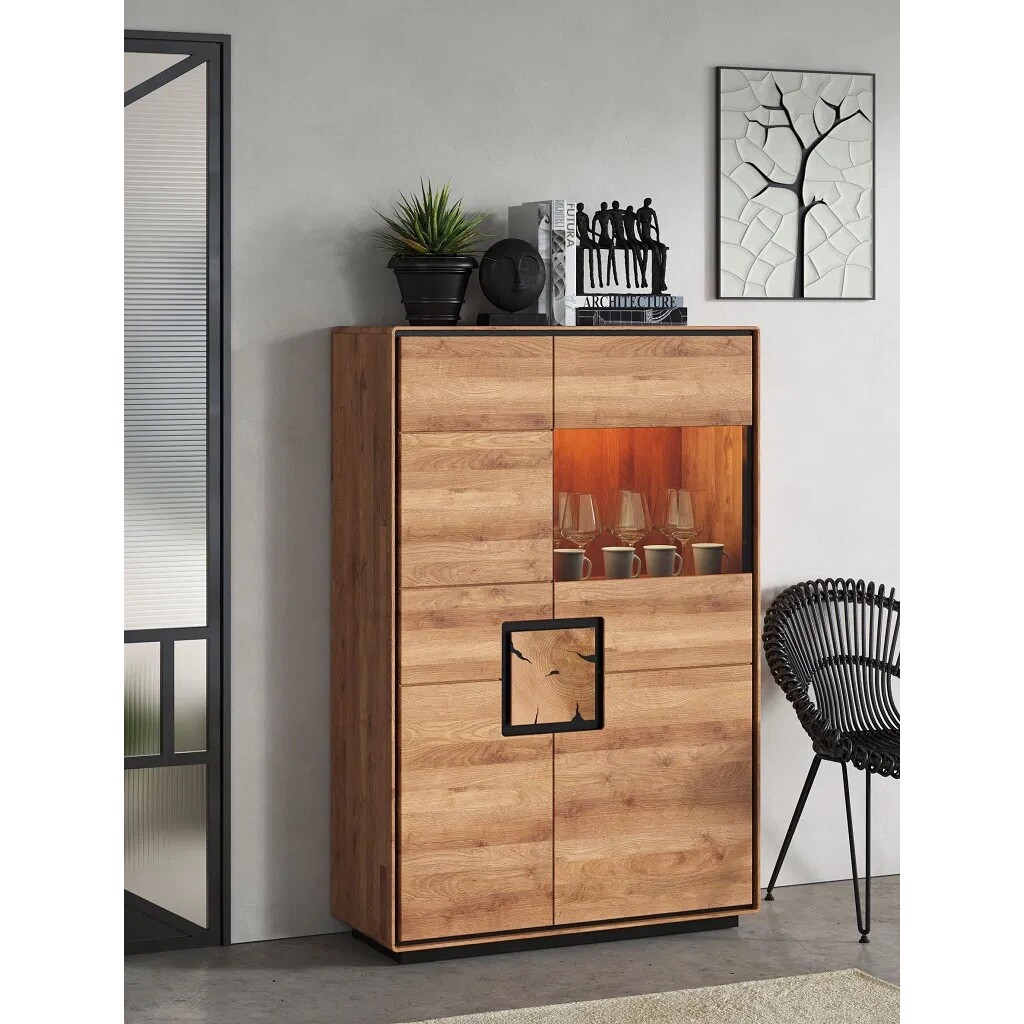 Highboard Vejers II, Wildeiche Massiv, Hirnholz Bild 2