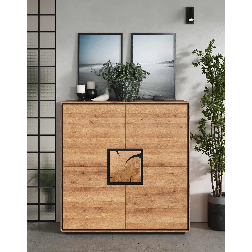Highboard Vejers III, Wildeiche Massiv, Hirnholz Bild 2