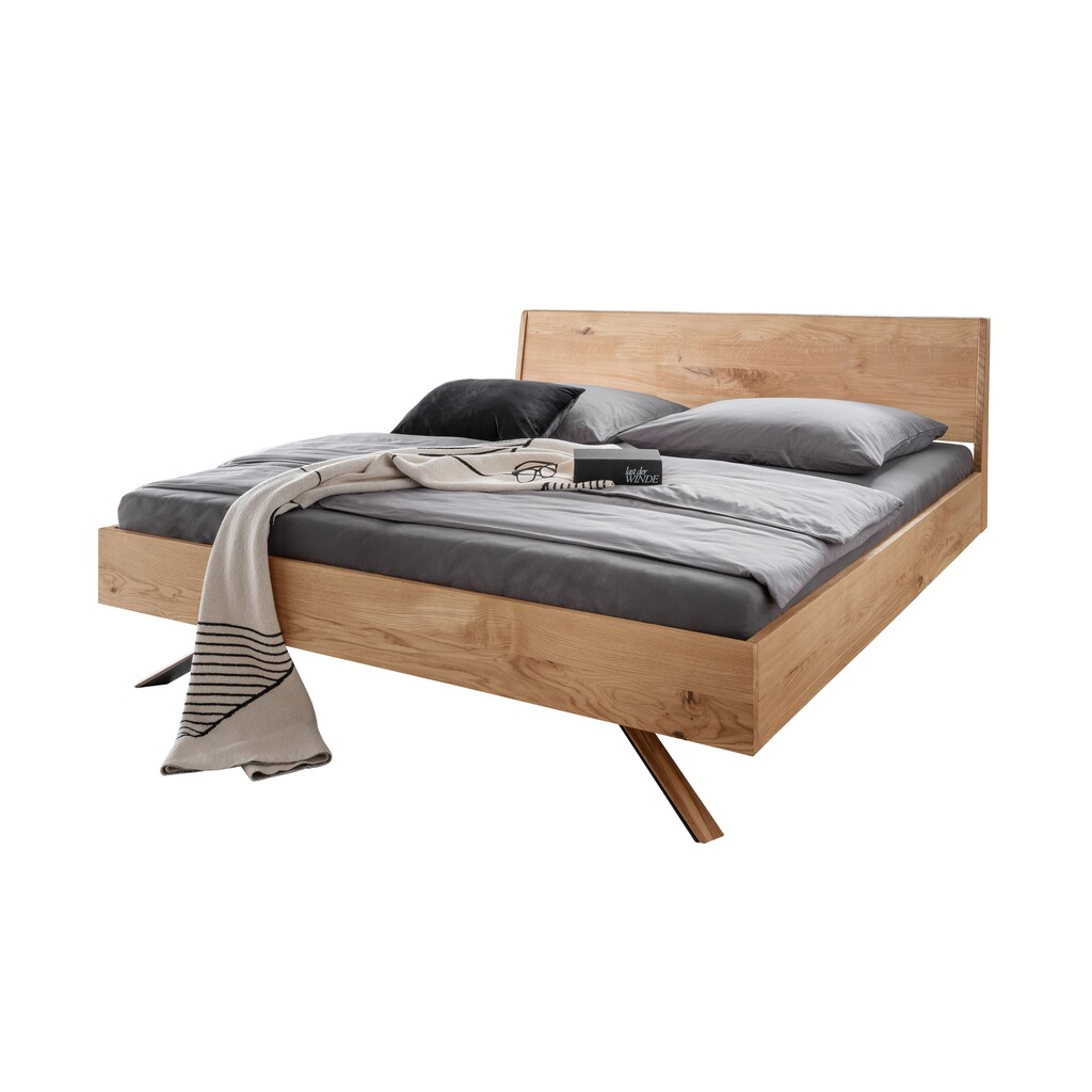 Massivholz Doppelbett Vejle II mit Holzkopfteil Wildeiche Preview Image