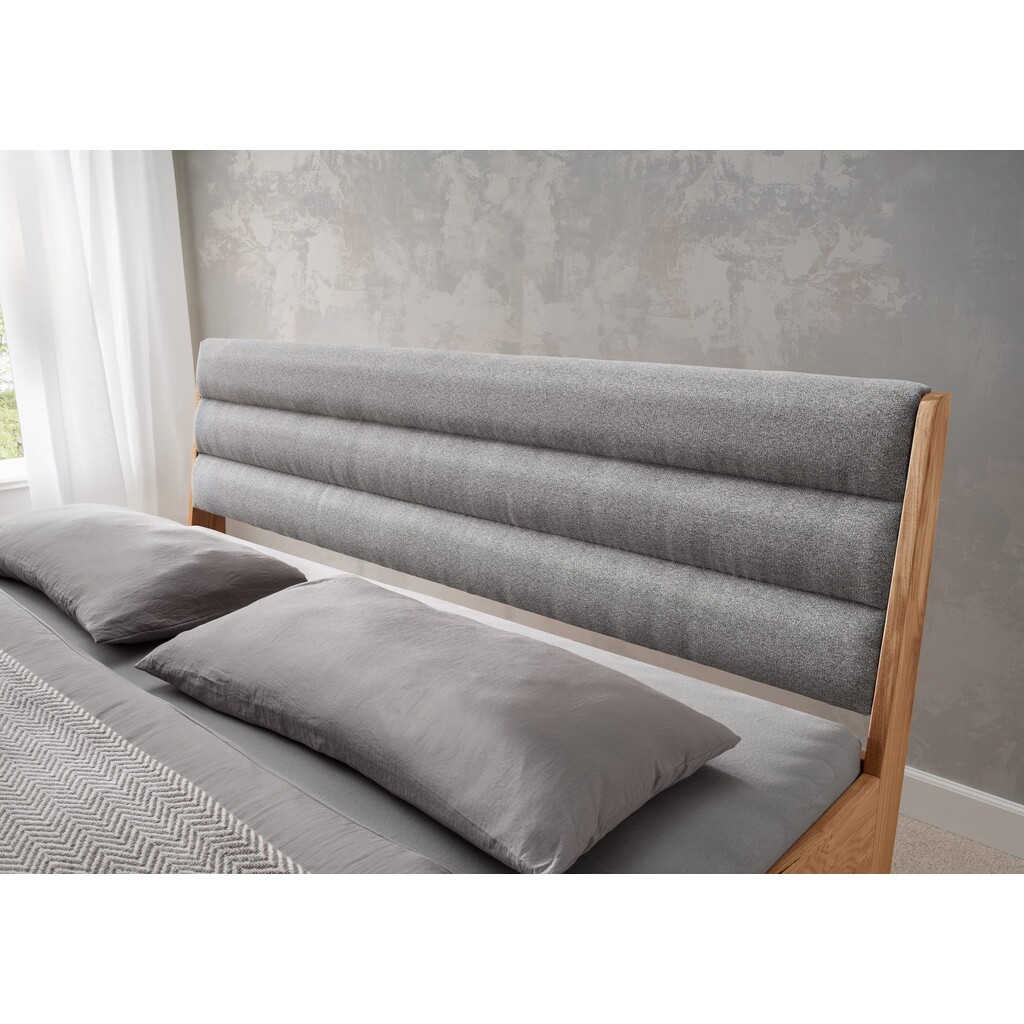 Massivholz Doppelbett Vejle II Wildeiche mit Polsterkopfteil Bild 2