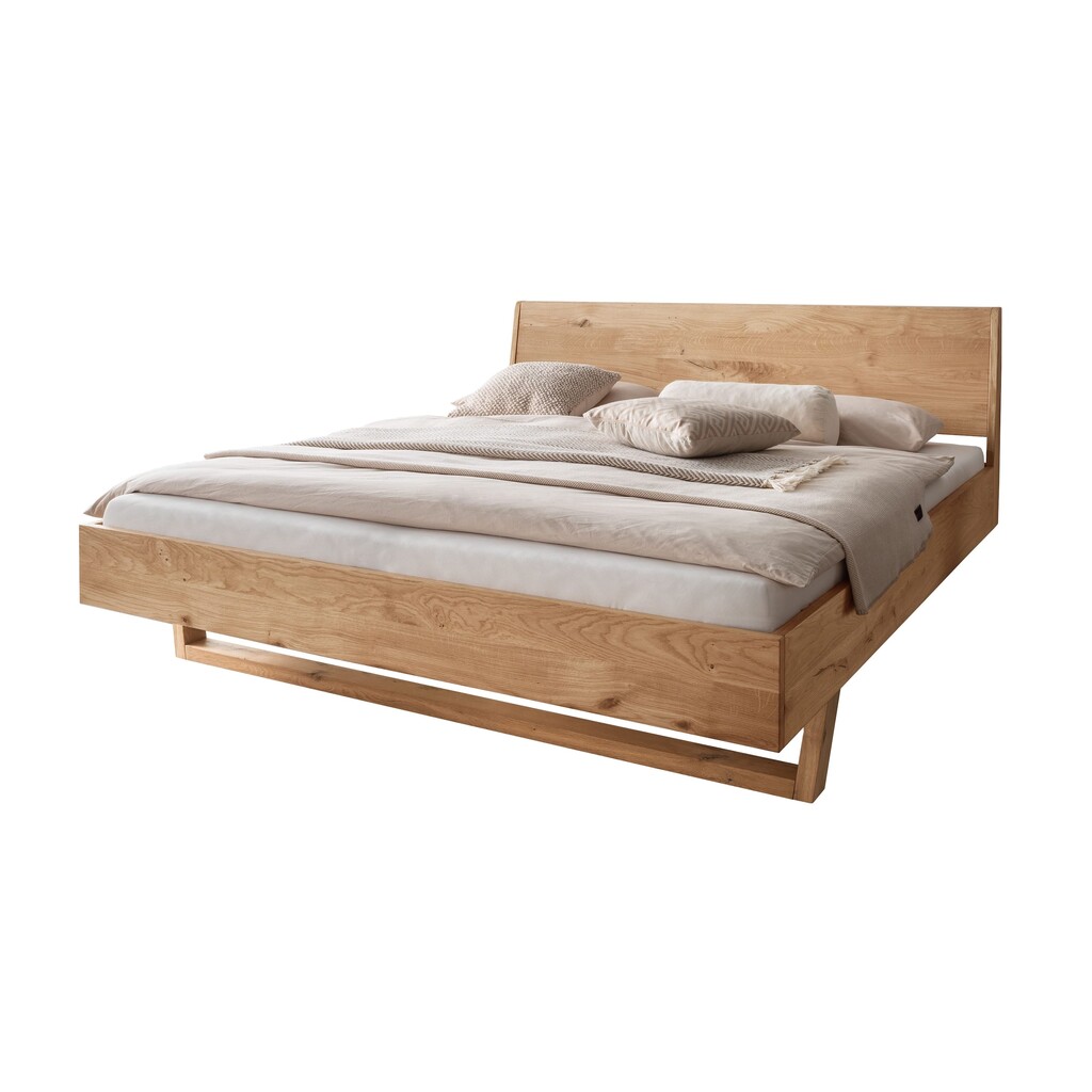 Massivholz Doppelbett Vejle III mit Holzkufe, Holzkopfteil Wildeiche Preview Image