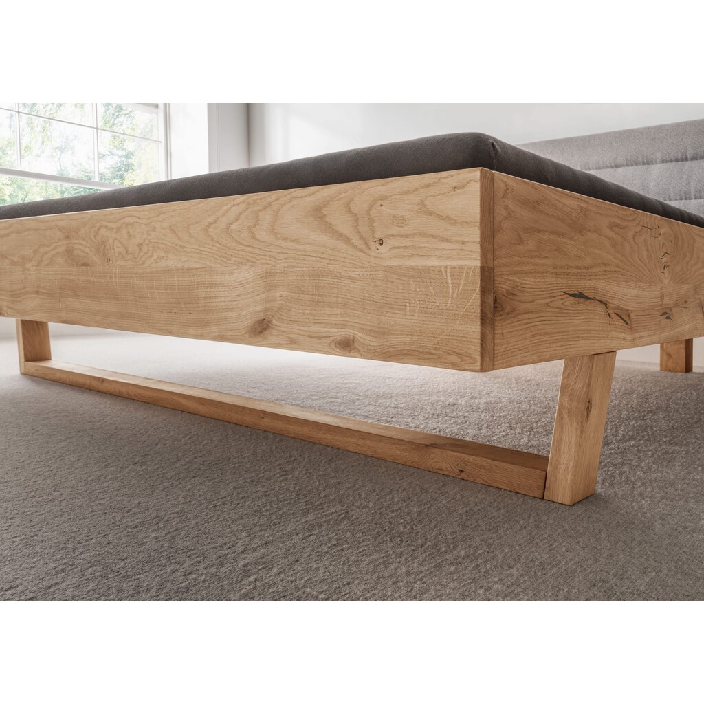 Massivholz Doppelbett Vejle III mit Holzkufe, Holzkopfteil Wildeiche Bild 2