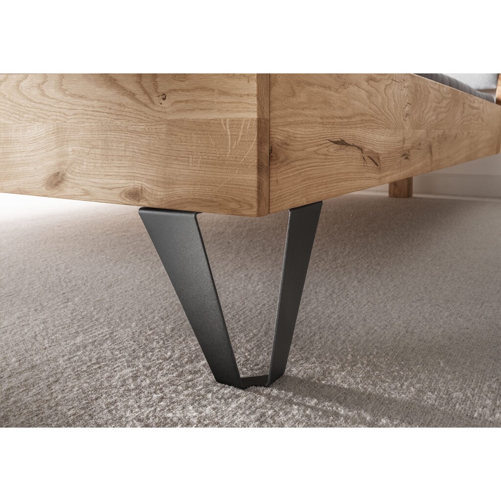 Massivholz Doppelbett Vejle mit Holzkopfteil und Polster Bild 3