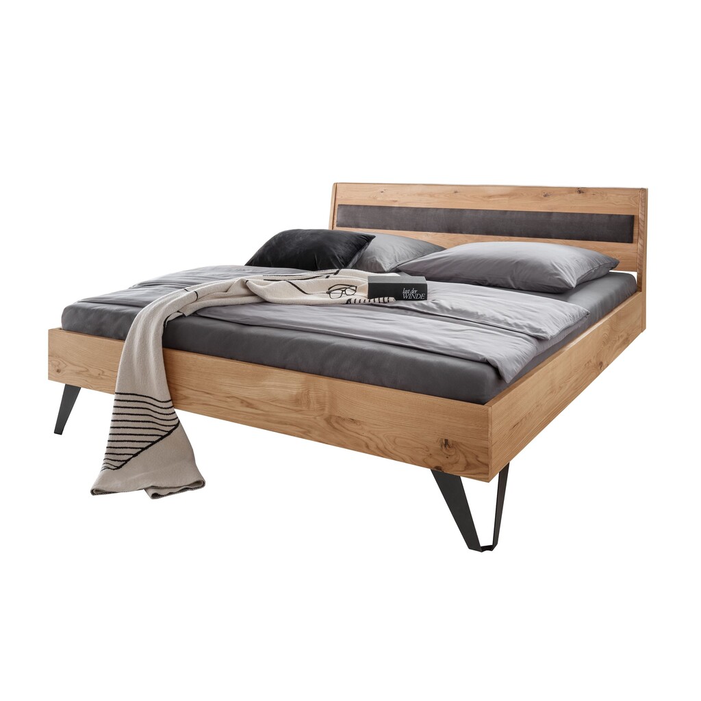 Massivholz Doppelbett Vejle mit Holzkopfteil und Polster Bild 2