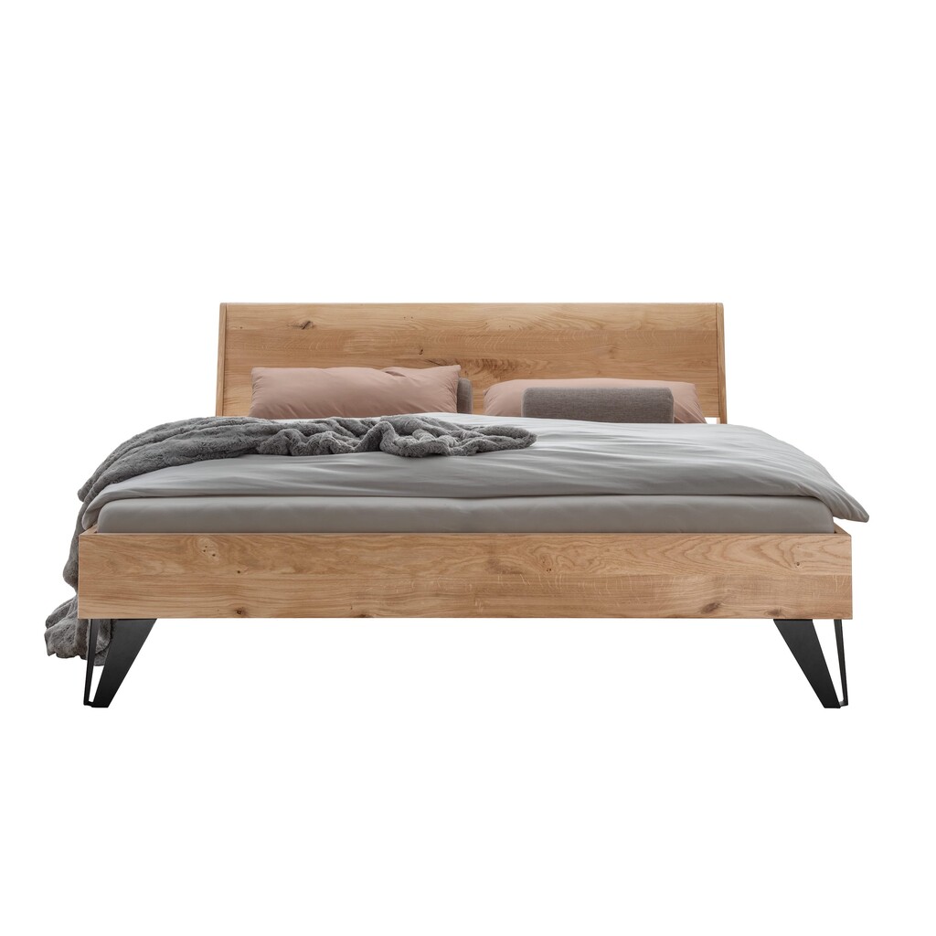 Massivholz Doppelbett Vejle mit Holzkopfteil Wildeiche Bild 3