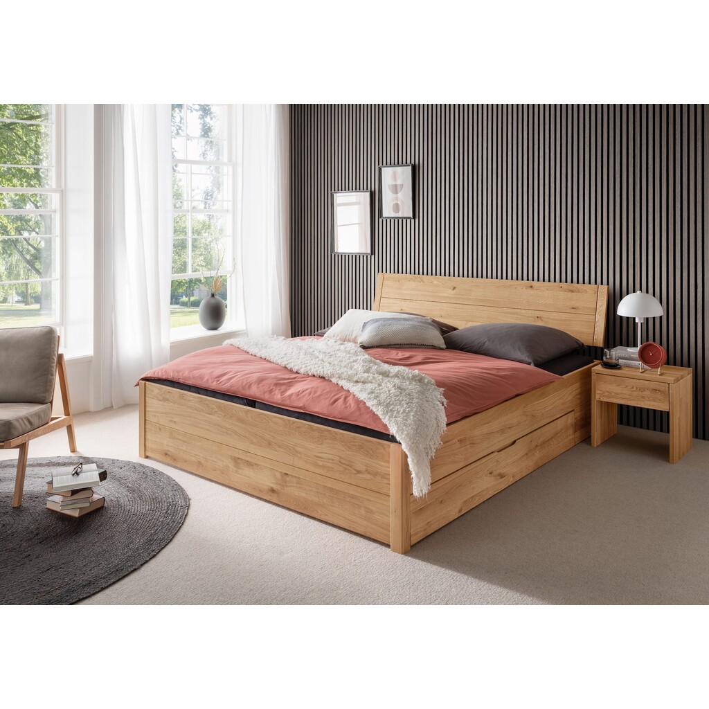 G&K Stauraumbett Wildeiche Massivholz - Skandinavischer Schlafkomfort Preview Image