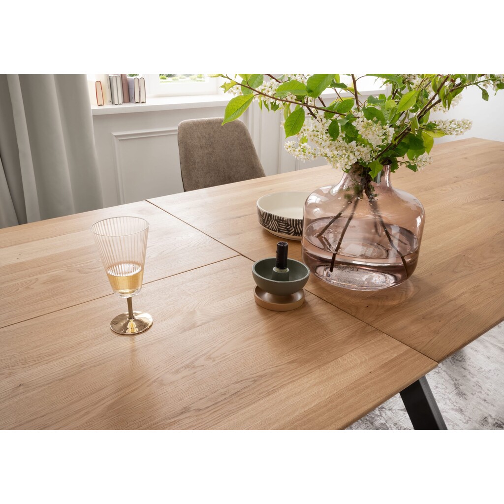 Massivholz Wildeiche Esstisch mit Metallgestell Kolding Bild 2