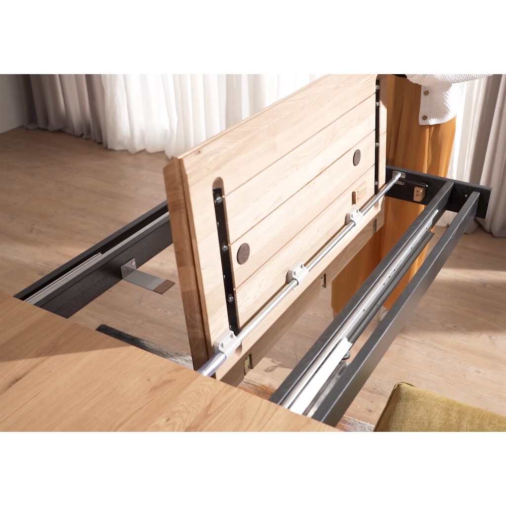 Massivholz Wildeiche Esstisch mit Metallgestell Kolding Bild 7