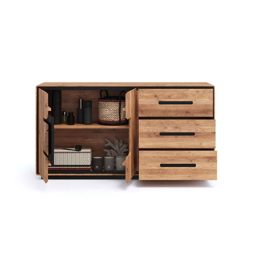 Sideboard Vejers I, Wildeiche Massiv, Hirnholz Preview Image