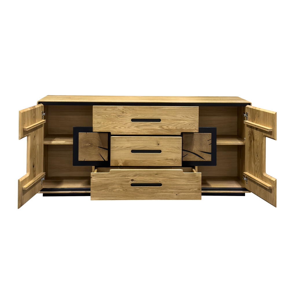 Sideboard Vejers II, Wildeiche Massiv, Hirnholz Bild 2