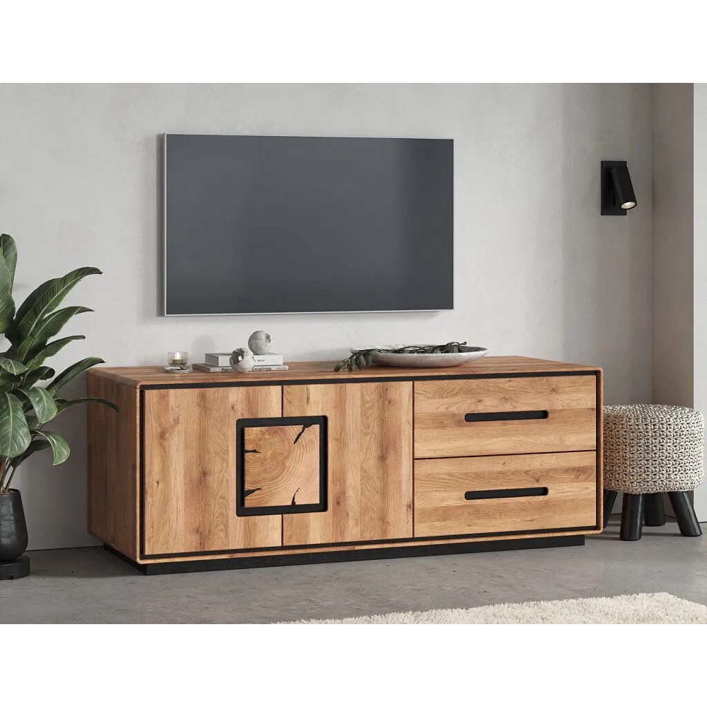 TV-Board Vejers I, Wildeiche Massiv, Hirnholz Bild 4