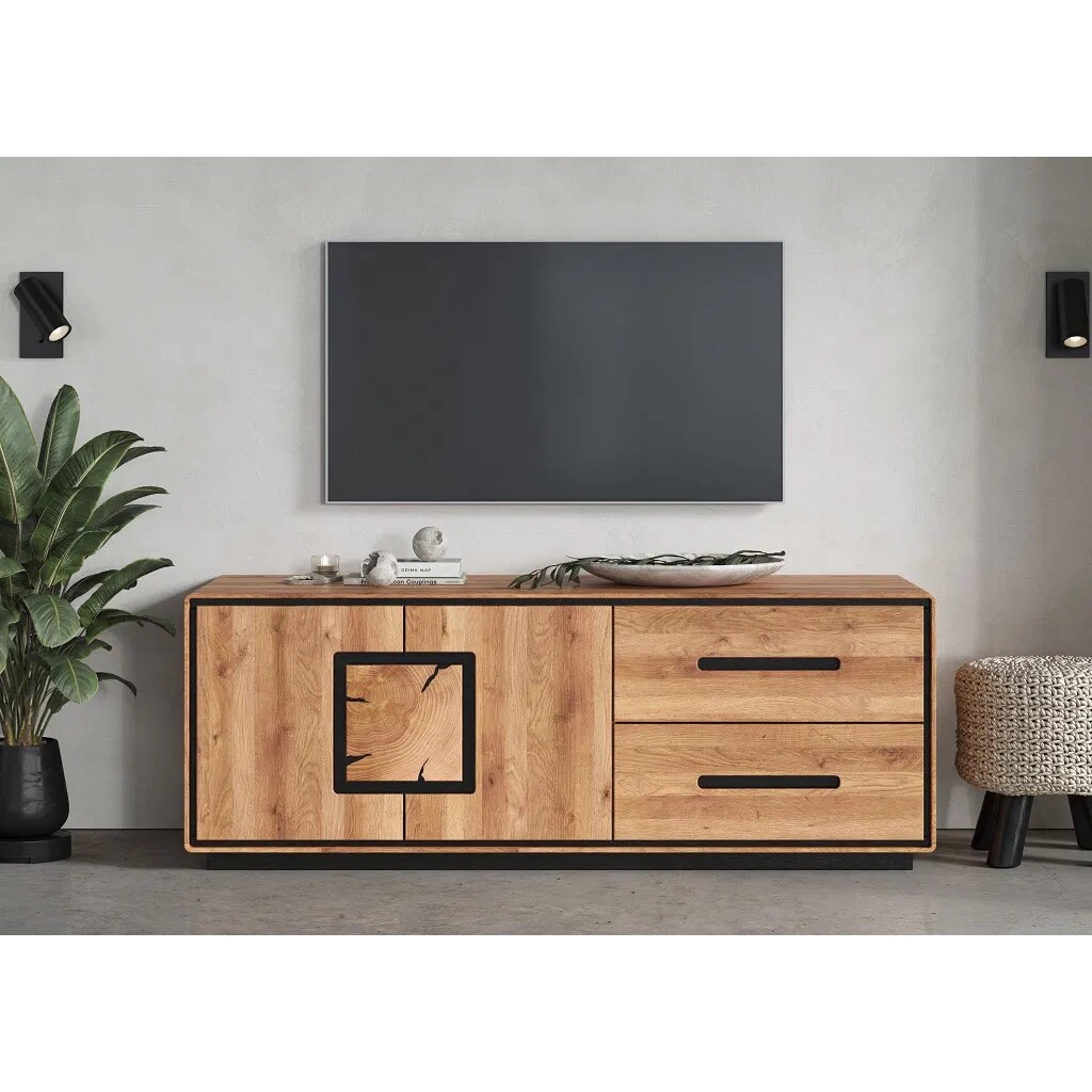 TV-Board Vejers I, Wildeiche Massiv, Hirnholz Preview Image