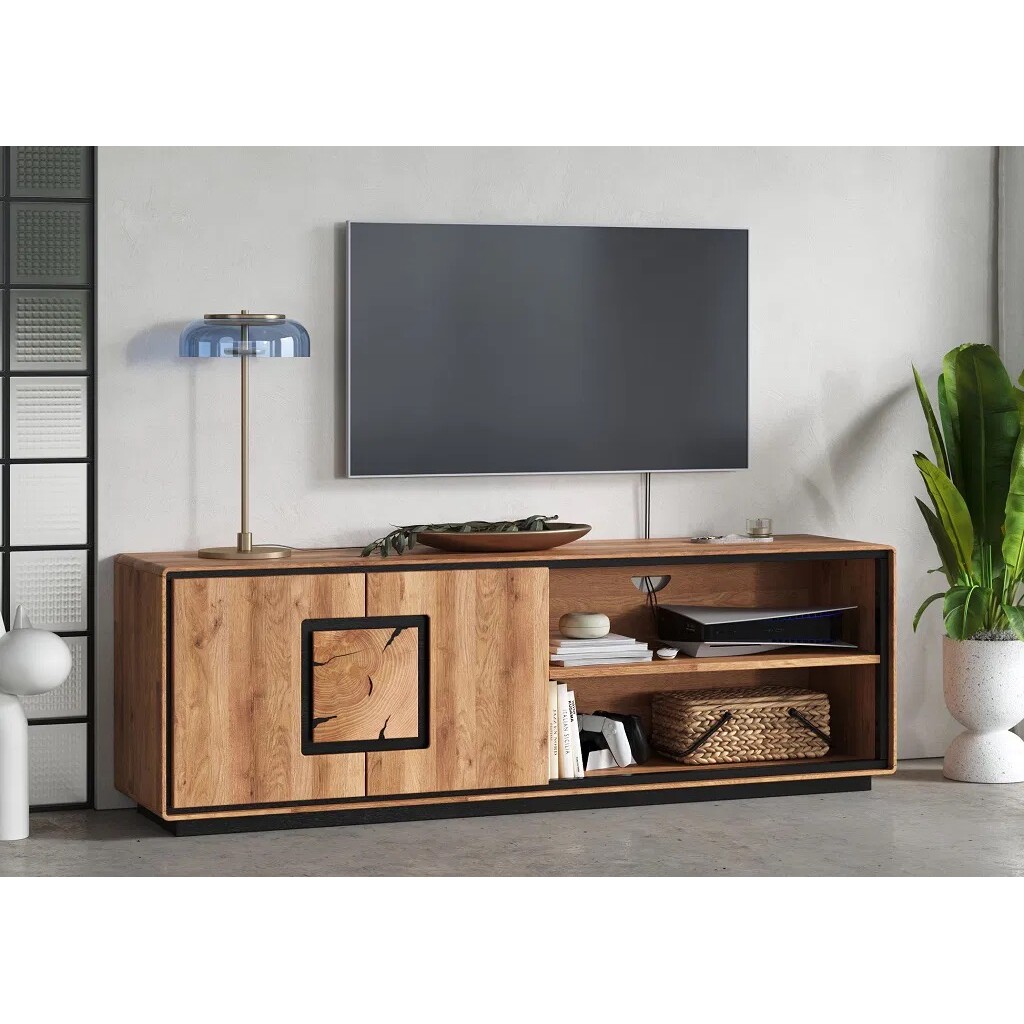 TV-Board Vejers II, Wildeiche Massiv, Hirnholz Bild 5