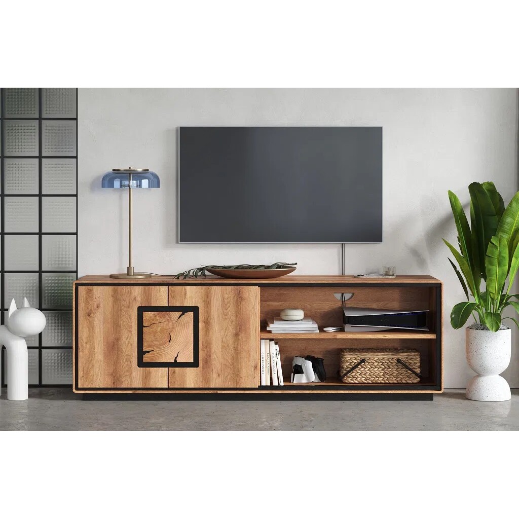 TV-Board Vejers II, Wildeiche Massiv, Hirnholz Bild 2