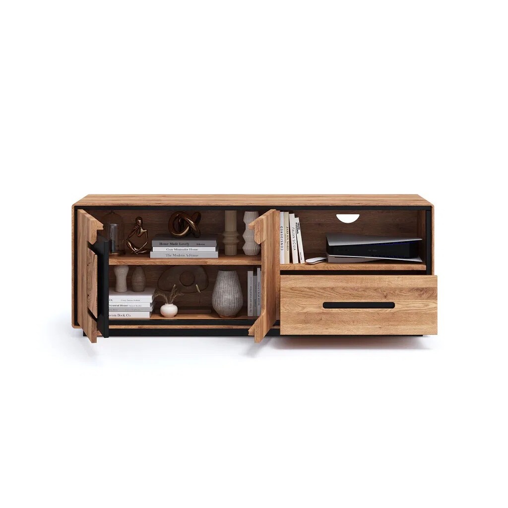 TV-Board Vejers III, Wildeiche Massiv, Hirnholz Bild 2