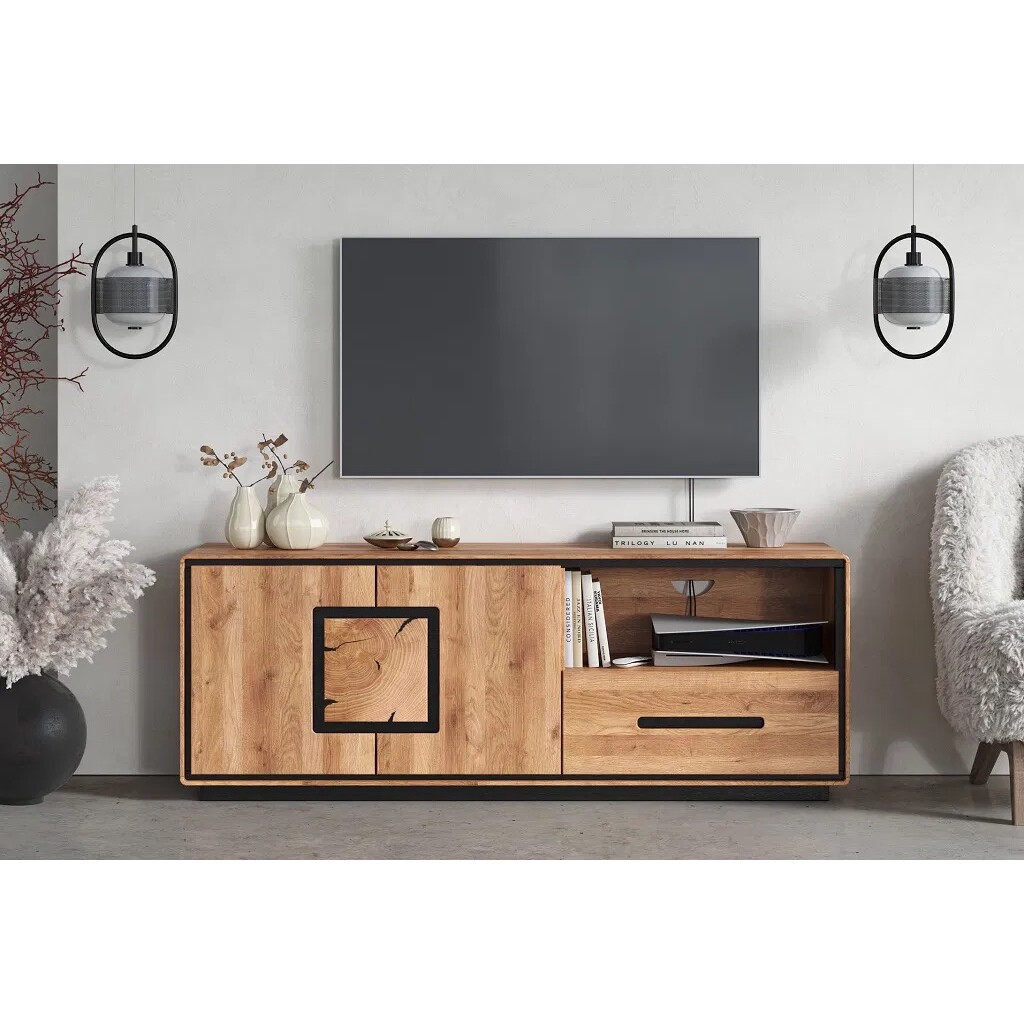 TV-Board Vejers III, Wildeiche Massiv, Hirnholz Preview Image