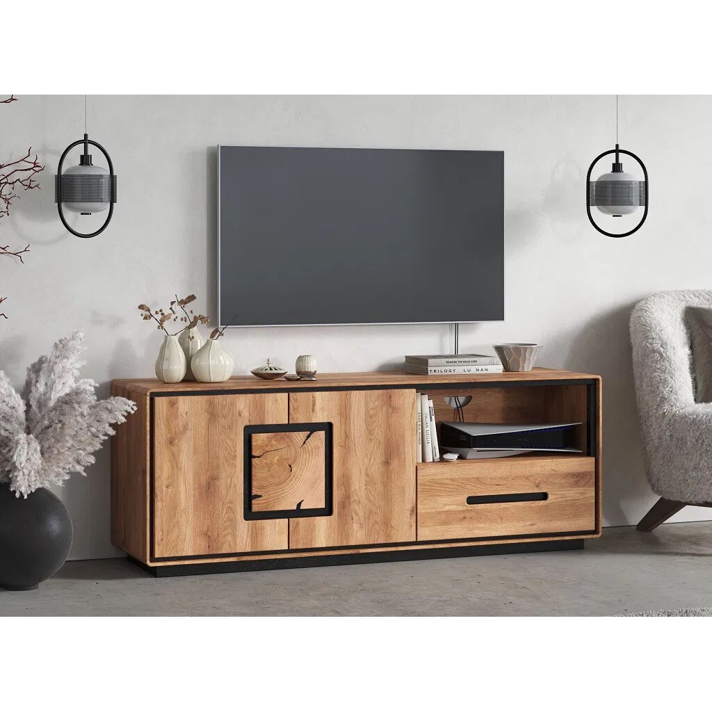 TV-Board Vejers III, Wildeiche Massiv, Hirnholz Bild 3