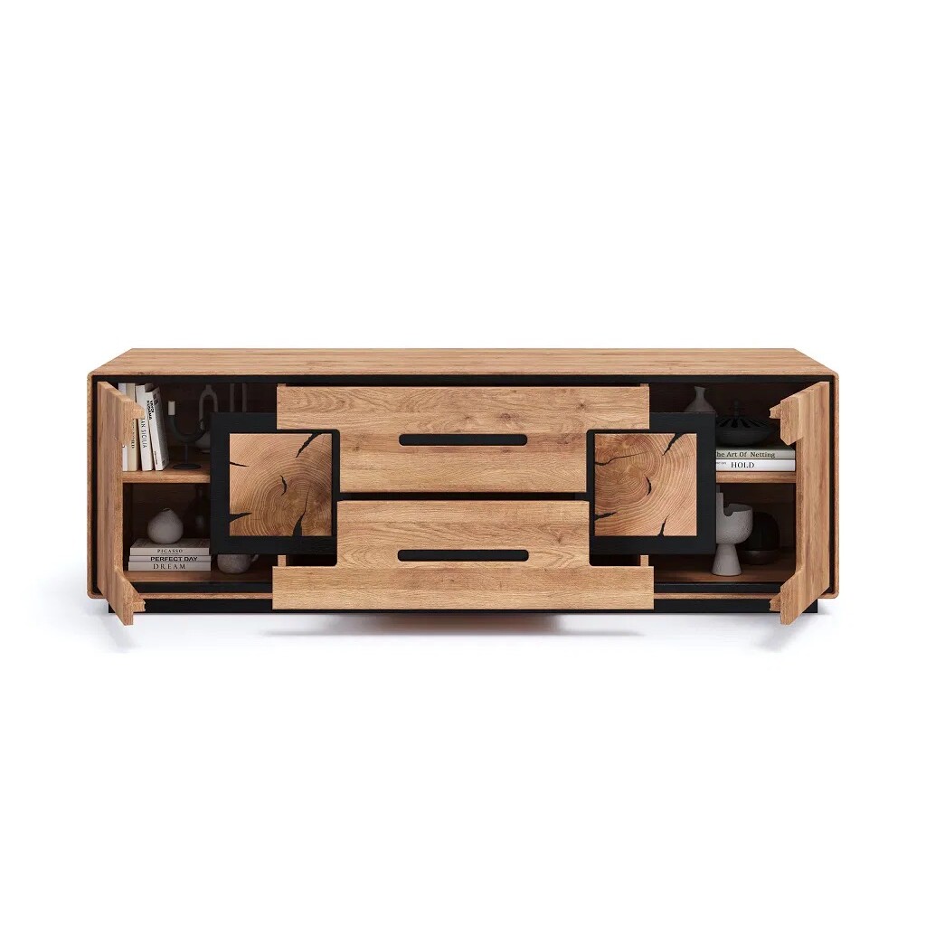 TV-Board Vejers IV, Wildeiche Massiv, Hirnholz Bild 2