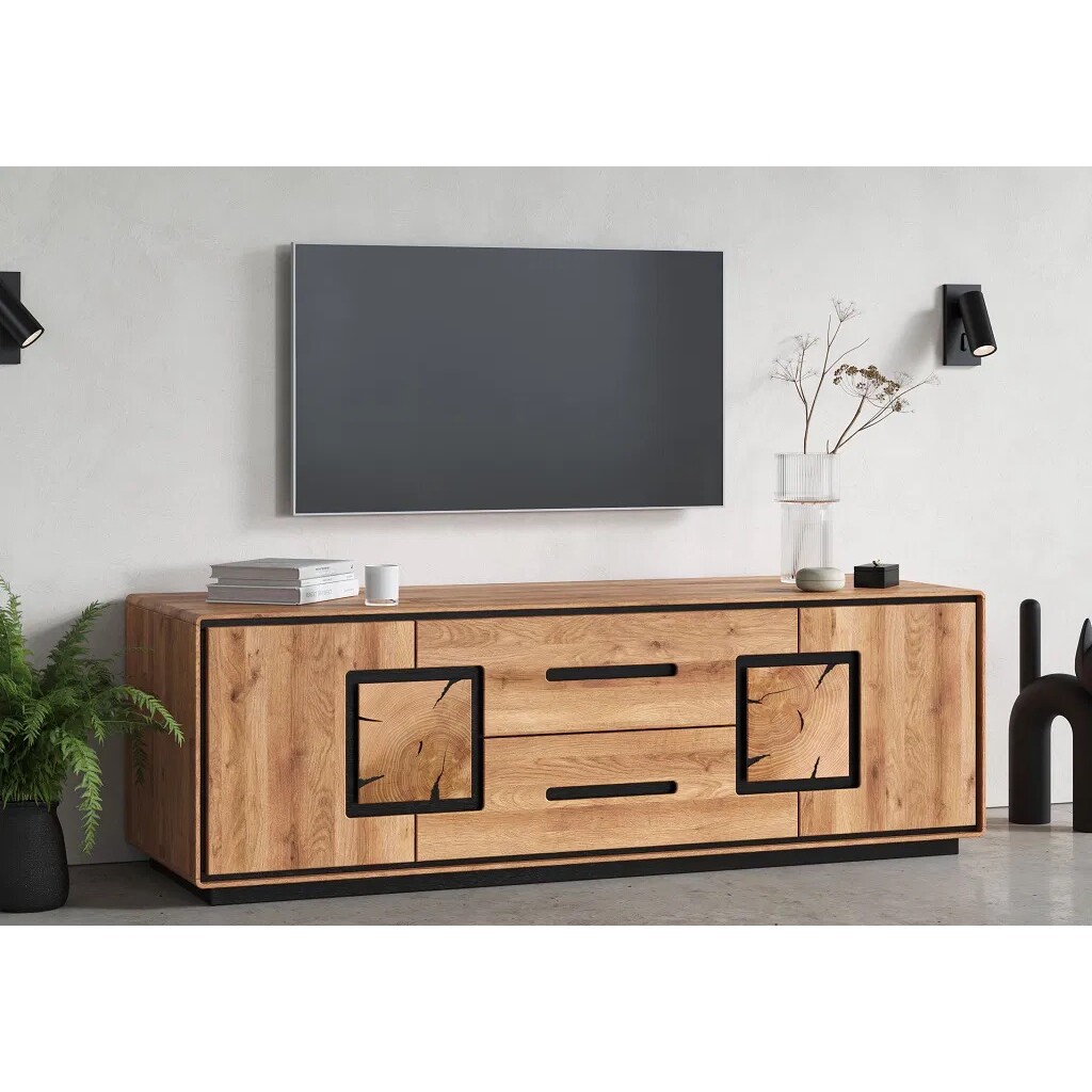 TV-Board Vejers IV, Wildeiche Massiv, Hirnholz Bild 3
