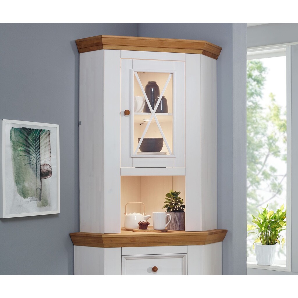 Viborg Aufsatz für Eck Anrichte Kiefer Weiß Preview Image