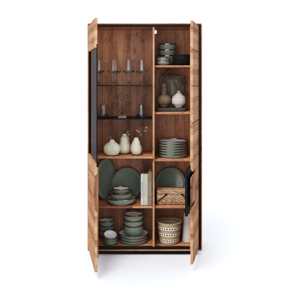 Vitrine Vejers II, Wildeiche Massiv, Hirnholz Bild 3