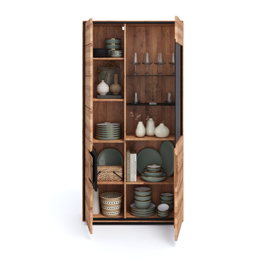 Vitrine Vejers II, Wildeiche Massiv, Hirnholz Bild 7