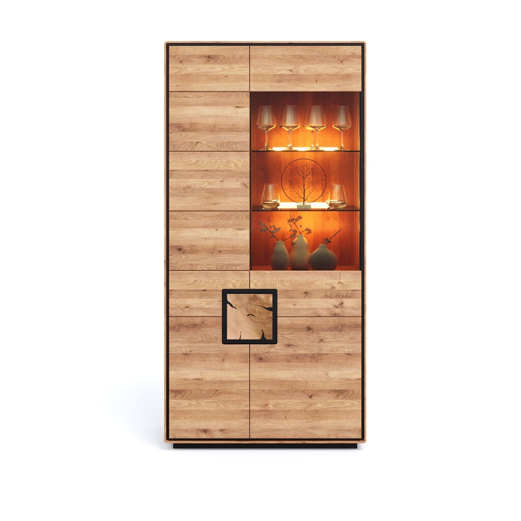 Vitrine Vejers II, Wildeiche Massiv, Hirnholz Bild 2