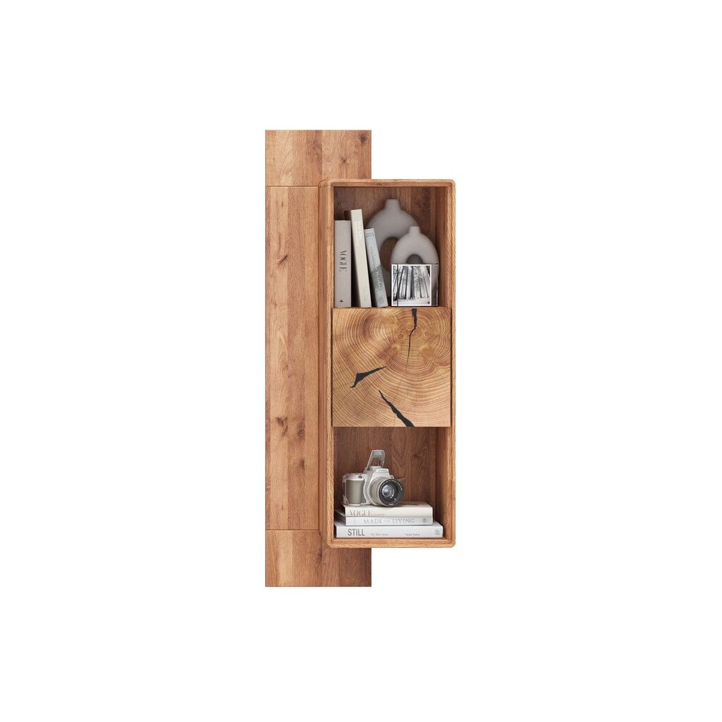 Wandboard mit 2 Fächern und Tür Herning Wildeiche mit Hirnholz Maserung Preview Image