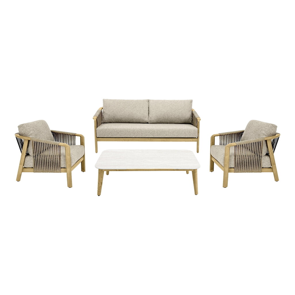 Fargo Lounge Set, Aluminium, Taupe / Holz-Look, inkl. Kissen Preview Image