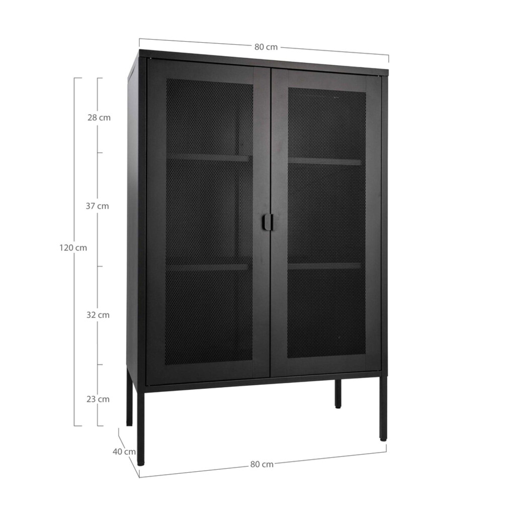 House Nordic Melbourne Metall Cabinet mit 2 Gittertüren, Schwarz Bild 7