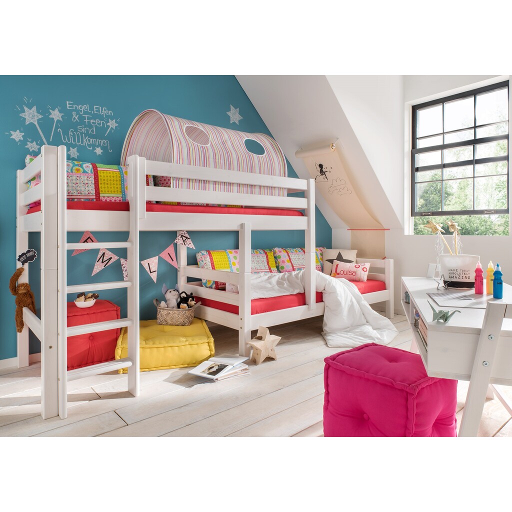 Bettkombination mit Mittelhochbett und Leiter, Etagenbett Preview Image