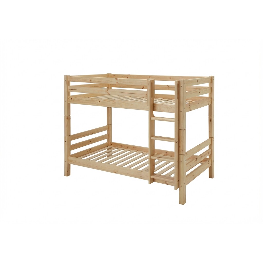 Etagenbett für 2 Kinder Kiefer Massivholz mit gerader Leiter Bild 2