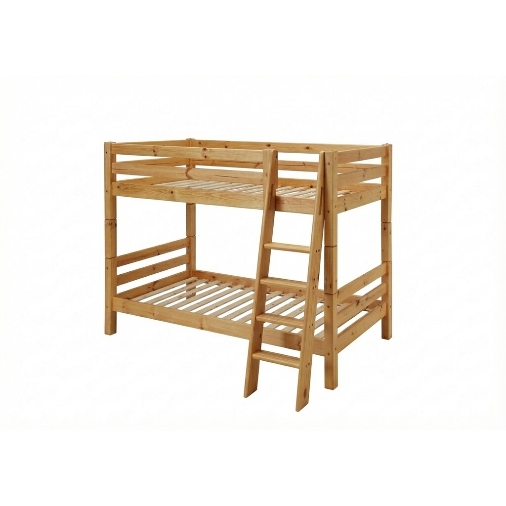 Etagenbett für 2 Kinder Kiefer Massivholz mit schräger Leiter Bild 3
