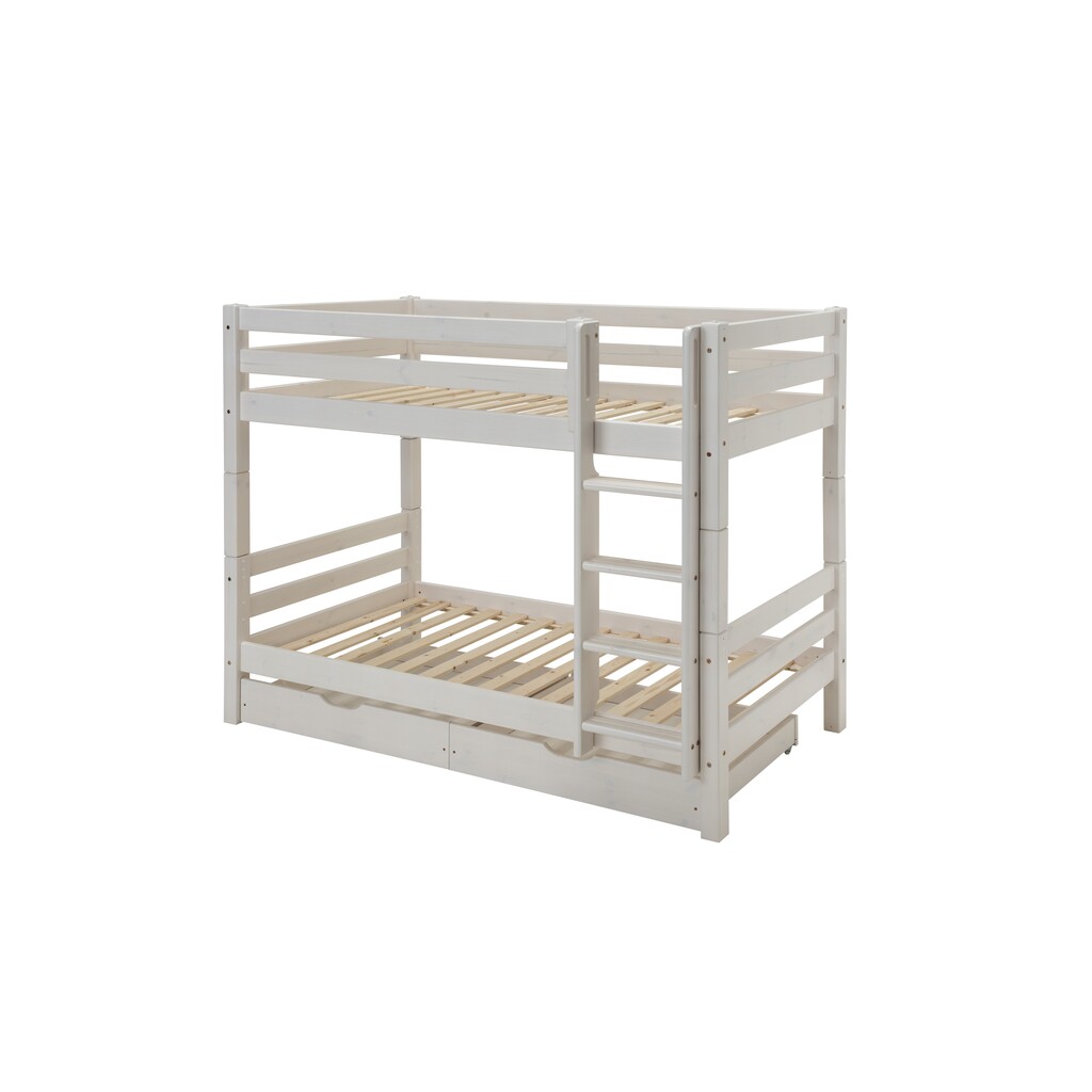 Etagenbett für 2 Kinder mit Rollschubkästen und gerader Leiter Preview Image