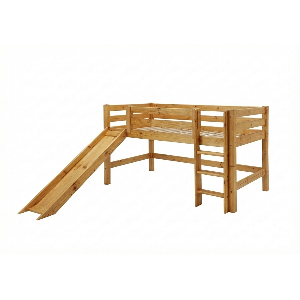 Halbhochbett mit Absturzsicherung, Rutsche und gerader Leiter Bild 3