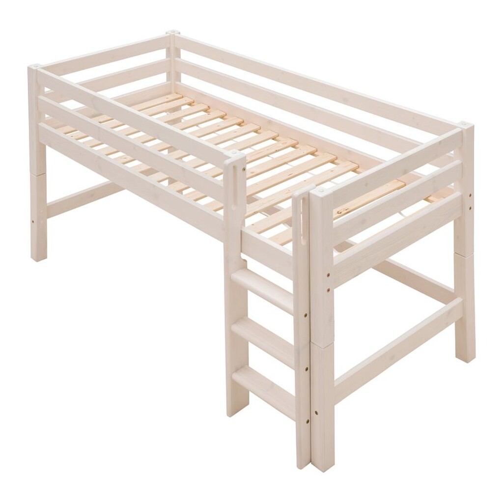 Halbhochbett mit Absturzsicherung und gerader Leiter Bild 2