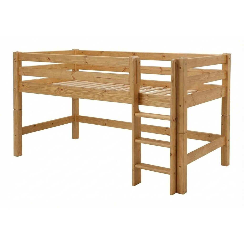 Halbhochbett mit Absturzsicherung und gerader Leiter Bild 4